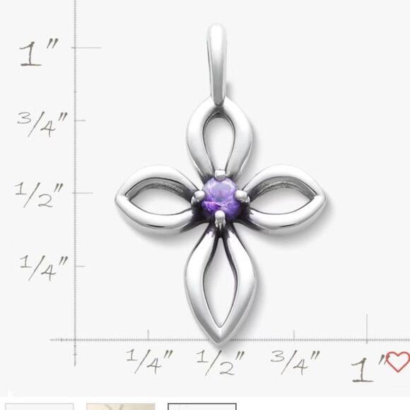 James Avery Remembrance Cross Amethyst Silver and Purple Pendant - Picture 9 of 9